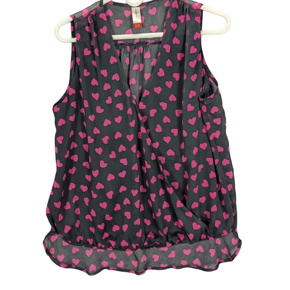 No Boundaries shirt Womens Extra Large Juniors Sheer Hearts Sleeveless Y2K Fairy